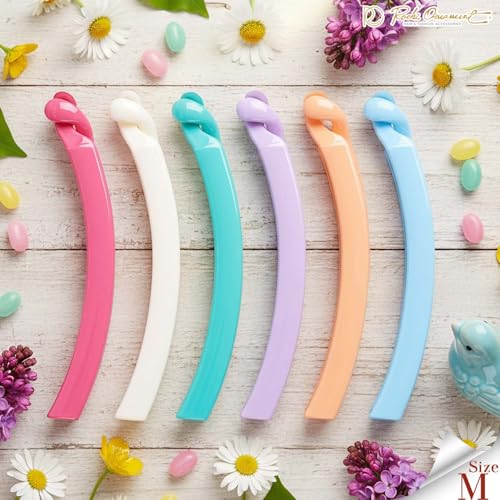 RC ROCHE 6 Pcs Banana Hair Clip Thin Hair Fine Ponytail Maker No Slip Small Claw for Women Secure Grip Jaw Clamp Cute Strong, Medium Pastel - color: Pastel