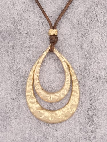 GelConnie Leather Necklaces Turquoise Long Boho Necklaces for Women Brown Chunky Circle Pendant Chocker Necklace Gold Sweater Necklace - style: Boho Circle Necklace