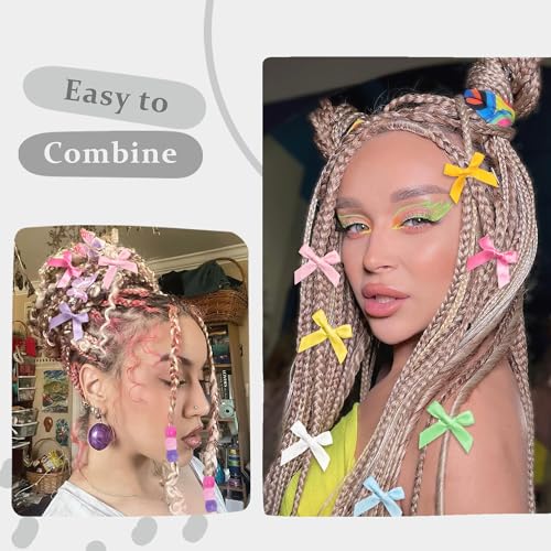 Hair Beads Multicolor Small Hair Bows Girls Hair Beads for Braids Cute Hair Accessories Dreadlock Decorations - color: Multicolor
