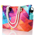 Clothirily Beach Bag for Women - Large Beach Tote Bag, Waterproof Sandproof Beach Bag with Zipper, Large Swim Pool Beach Tote - color: Rainbow