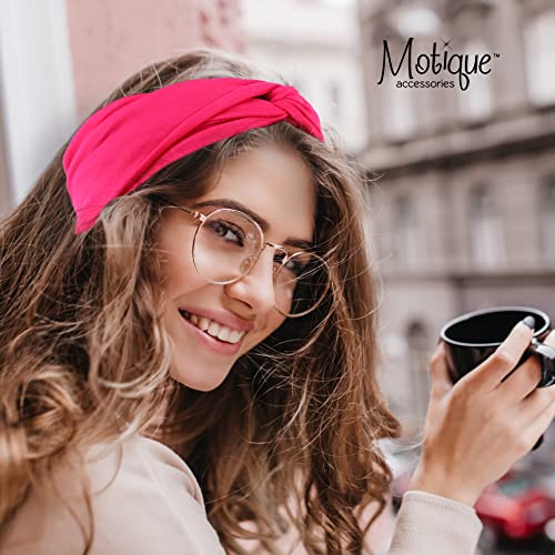 Motique Accessories Hot Pink Solid Twist Turband Headwrap Hair Band for Women - color: Hot Pink