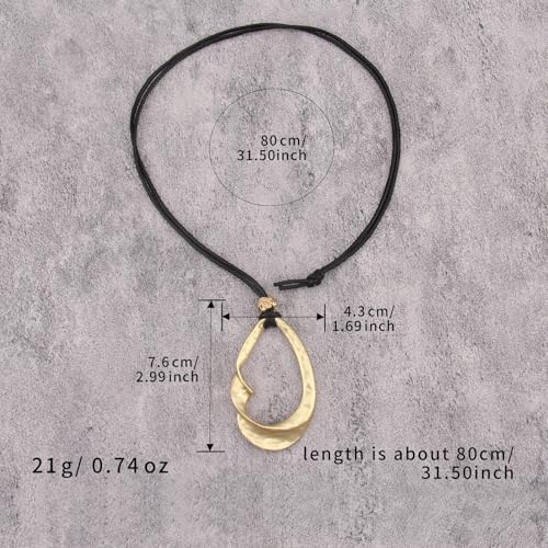 JAOYU Bohemian Necklaces for Women Leather Necklace Wood Pendant Choker Long Brown Necklace Chunky Circle Boho Hippie Jewelry - style: Boho Style Necklace