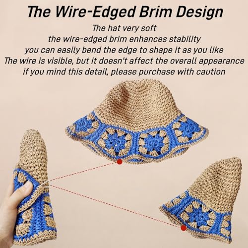 Floppy Big Beach Straw Hats for Women Foldable Summer Wide Brim Packable Sun Hat Womens Travel Straw Fedora Hat - color: Floral-1