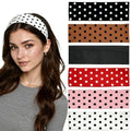 6 PCS Polka Dot Headbands for Women Non Slip Soft Elastic Wide Headband Fashion Yoga Workout Hair Accessories - color: Polka Dot Print