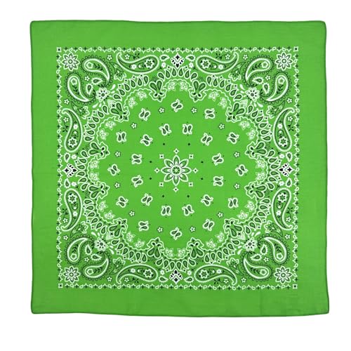Single Pack Bandanas 60s Premium Cotton Soft Thin Handfeel Large Handkerchief for Men and Women - color: Green