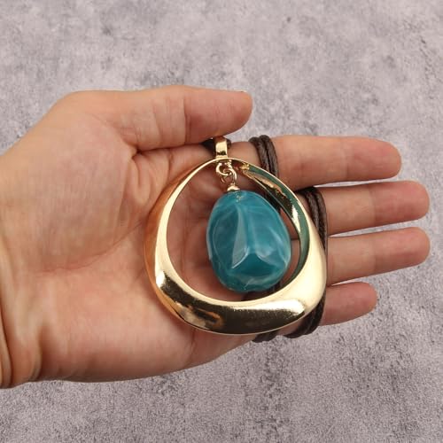 Chunky Necklace for Women Boho Pendant Necklace Statement Western Choker Necklaces for Women Vintage Bohemian Jewelry - style: Casual Long Necklace