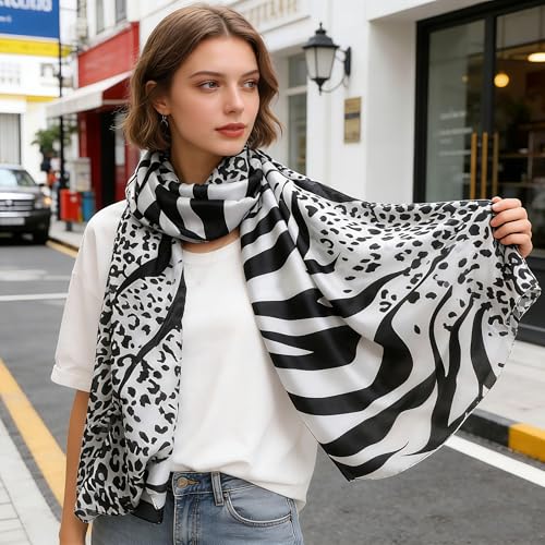 Silk Scarf Mulberry Silk Fashion Scarves Long Lightweight Shawl Wrap … - color: W10