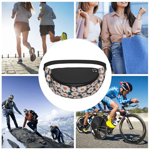daisy beautiful flower wild garden Fashion casual fanny pack waist bag men women adjustable belt waist bag for travel hiking cycling running festival carnival - color: Black28