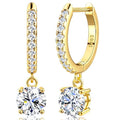 Moissanite Earrings, Sterling Silver Hoop Earring 1.0ct-2.0ct D Color Brilliant Hypoallergenic Earring for Women Men Drop Dangle Moissanite Leverback Mother's Day Gift - color: 2.0 carats(1.0ct*2)-Gold