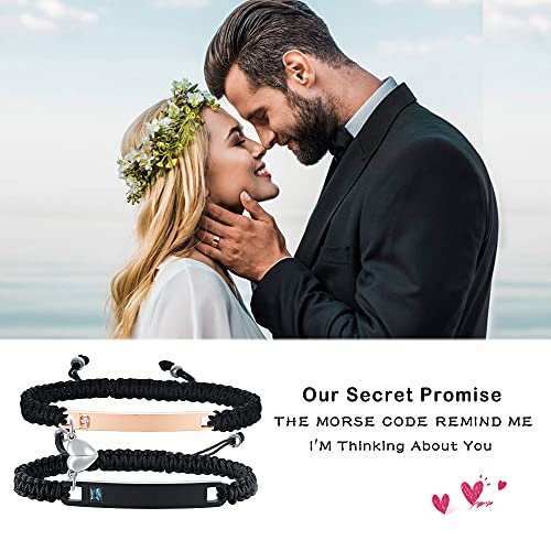 MEALGUET Personalized Couple Bracelet Customized Couple Bracelets Set Mutual Attraction Custom Name Relationship Bracelet Personalized Gift for Men Women - style: Personalized-heart magnetic