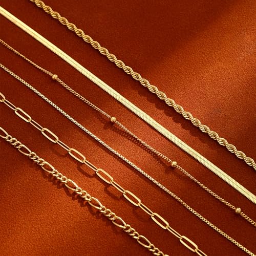 VIROMY Gold Ankle Bracelets for Women - Layered Anklets for Women Waterproof Beach Jewelry Gifts - color: Anklet I-Gold