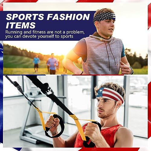 18 Pcs Sports Sweatbands for Men Women Camo Headbands Workout Non Slip Headbands Breathable Head Band Fitness Stretchy Unisex Hairband for Yoga Running Cycling Ball - color: Red Blue