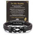 MEALGUET Men's Bracelets Gifts for Men - Brown Braided Leather Infinity Knot Bracelets Engraved Love Massage for Son Man Husband Boyfriend, Mens Bracelet Jewelry Gift for Birthday Valentine's - style: to my daddy from daughter