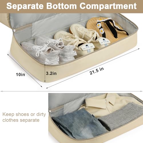 IBFUN Weekender Bags for Women, Travel Duffle Bag with Shoe Compartment Carry on Weekender Overnight Duffel for Weekend Travel Business Trip 3PCS - color: E2-Khaki