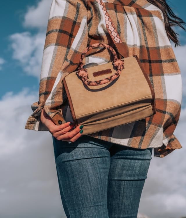 Montana West Wrangler Tote Bag for Women Aztec Western Retro Purse Top Handle Handbags - color: A-aztec-khaki
