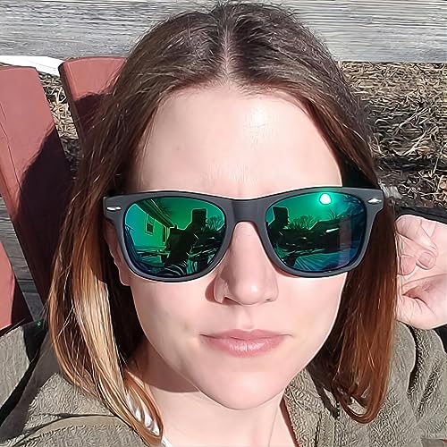 Eyegla Sunglasses Bulk Party Sunglasses Pack 80s Shades Eyewear Set for Men Women 8/10/20/30Pack - color: Black Frame+green Mirror Lens 10 Pack