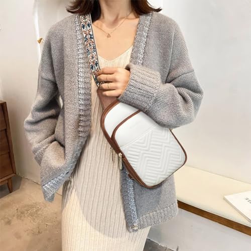 BOSTANTEN Sling Bag Quilted Crossbody Bags for Women Cross Body Purse Leather Fanny Pack with Adjustable Guitar Strap - color: A-beige