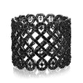 EVER FAITH Art Deco Love Knot Wide Stretch Bridal Bracelet Austrian Crystal - color: Jet Color Black-Tone
