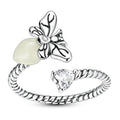 PARCOM Adjustable Women Stackable Ring, 925 Sterling Silver Open Rings - Trendy Eternity Cubic Zirconia Stackable Band Engagement Promise Ring for Her, Hypoallergenic Non Tarnish Nature Bird Floral Thumb Rings - color: Glow-in-the-Dark Firefly