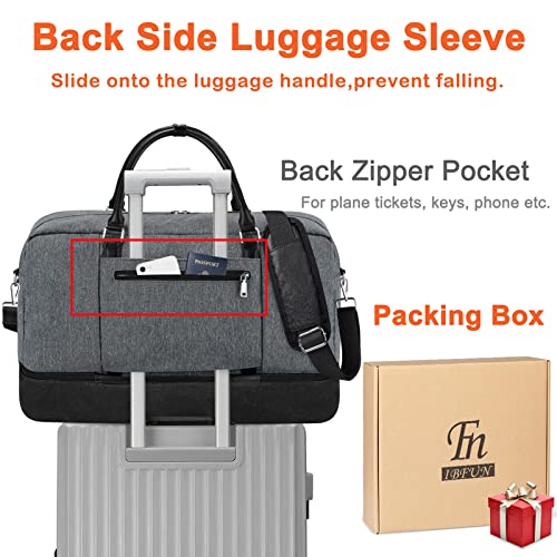 IBFUN Weekender Bags for Women, 21" Weekender Travel Bag, Travel Duffle Bag with Shoe Compartment Carry on Overnight Duffel Bag for Weekend Travel Business Trip, 3PCS - color: B1-Grey