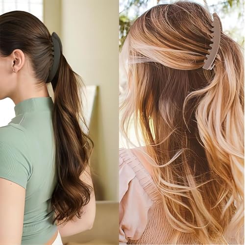 Banana Hair Clips for Women 5.1'' Large Claw Banana Clips for Thick Hair Cute Accessories 3pack - color: black,Dark Brown, coffee