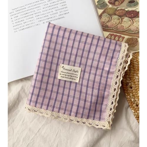 Soft Cotton Like Lace Bandana Headband, Head Wrap, Protective Coverage, Hair Neck Scarf for Women 24 x 24 inch - color: Cas015 - Plaid Pu