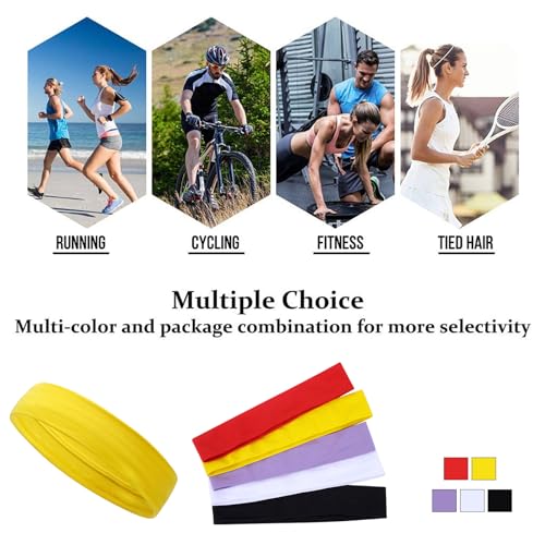 Workout Headbands Non Slip Headband Sport Headbands Sweatbands Elastic Sport Hair Bands for Sports Travel Indoor Fitness Gym - color: solid23