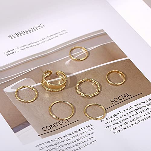 Gold Stackable Rings Set Moon Star Design Adjustable Rings for Everyday Wear Mid FingerPinky Ring Trendy Jewelry Gifts - color: F1