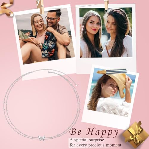 Waist Chain for Women,S925 Sterling Silver Body Chain Layered rope Waist Chains Sexy Bikini Beach Beads Chain Summer Waterproof Body Jewelry Adjustable 30-38 Inch - style: Butterfly