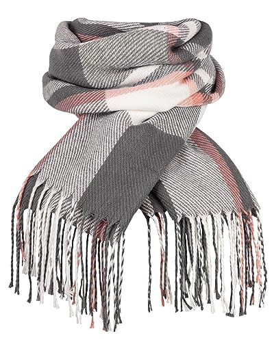 Loritta Womens Scarf Fashion Long Plaid Shawls Wraps Big Grid Winter Warm Lattice Large Scarves Gifts - color: S-light Gray Beige Lattice