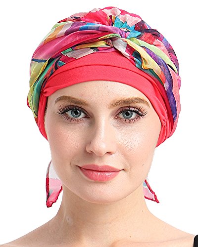 Chemo Headwear Turbans for Women Long Hair Head Scarf Headwraps Cancer Hats - color: Geometrical Drawing