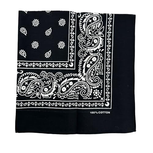 Vamqor 100% Cotton 10 Pack Fine Bandanas - color: Black