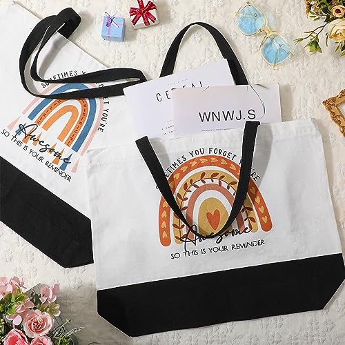 Sieral 10 Pcs Teacher Appreciation Gift Rainbow Canva Teacher Tote Bags Pack Retirement Thank You Reusable Bag Women Summer(Awesome) - style: Awesome