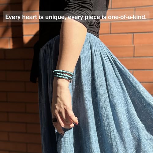 3 Wrap Genuine Leather Bracelet Gemstone Bead - color: Turquoise Blue