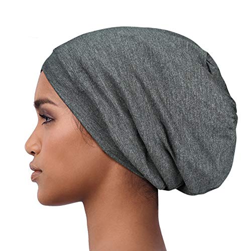 Alnorm Soft Stretchy Sleep Cap Unisex Skull Cap Chemo Hat for Cancer Patients Dark Grey - color: Dark Grey