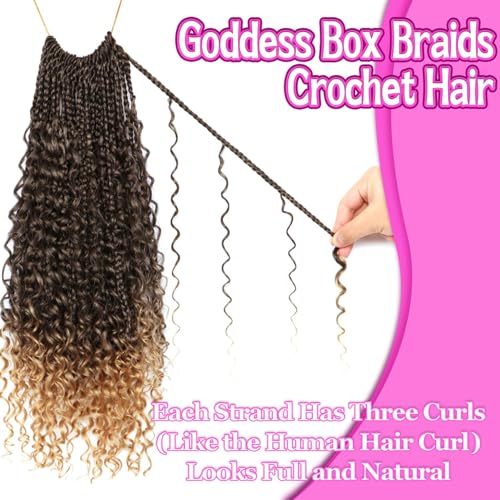 Goddess Boho Box Braids Crochet Hair-8 Packs 18 Inch Crochet Box Braids for Black Women Pre Looped (T27, 18 Inch (Pack of 8)) - color: T27, size: 18 Inch (Pack of 8)