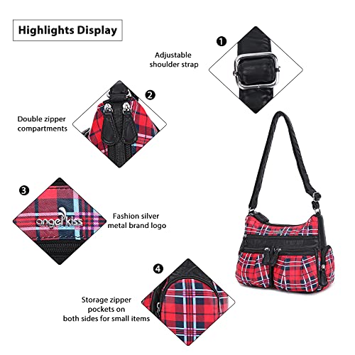 Angel Kiss Crossbody Bags for Women, Ladies Shoulder Handbags and Purses Medium Faux Leather Pocketbooks | Ladies - color: 23red/Black