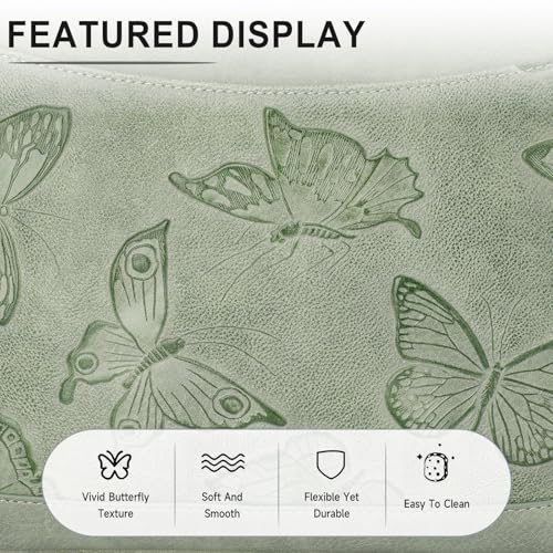 KITEVIUN Crossbody Bags for Women Trendy, Vegan Leather Medium Butterfly Hobo Purse, Women's Shoulder Handbags - color: 04-green