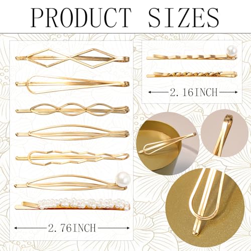 18 PCS Metal Geometric Elegant Hair Barrette Set Hair Styling Pins Women Girls Preppy Pearls Hair Clips Bridal Minimalist Bobby Pins Dainty Hair Accessories(Gold & Silver) - color: Gold & Silver