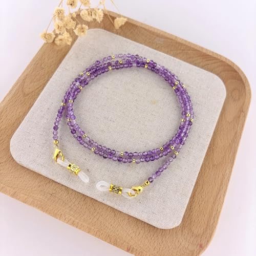 Damanse Beaded Glasses Chain,Eyeglass & Sunglass Strap For Women Stylish - color: Amethyst