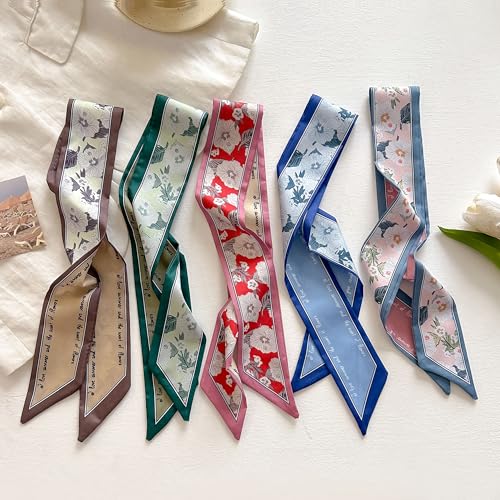 4/40 Pcs Hair Scarf for Women, 35"x2.36" Lightweight Silk Headband, Purse & Bag Scarves Gift Collection - color: Multi-color