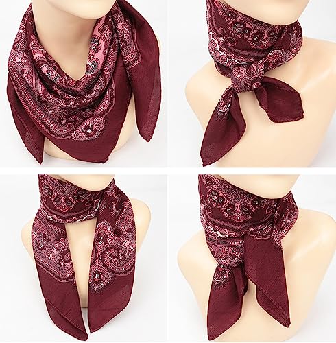 K-Elewon 27.5” Women Medium Square Scarf Head Scarf- 2PCS Neck Scarf Hair Scarf Head Sleeping Wraps Scarfs for Women H07 - color: Se02(2pcs)