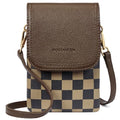 BOSTANTEN Vegan Leather Crossbody Bags for Women Designer Cell Phone Bag Wallet Purses Adjustable Strap - color: Checkered Coffee