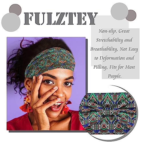 FULZTEY Boho Headbands for Women Chic Floral Printed Hairbands Wide Knotted Turban Elastic Yoga Running Workout Headband African Head Wraps Fashion Hair Accessories for Women Girls 4pcs - color: Style 9