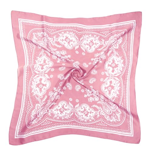 DOOBO Satin Head Scarf - 27.5 Inches Silk Bandana Hair Wrap Square Scarf for Women & Girls - color: Pink