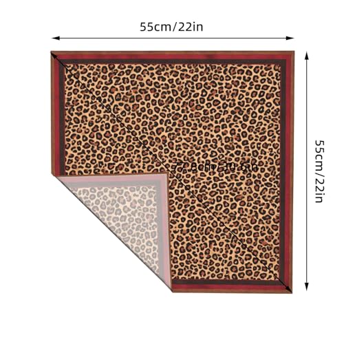 Head Scarf Hair Neck Scarves for Women Fashion Silk Satin Purse Bag Scarfs Handbags Bandana Neckerchief - color: Leopard Brown Red