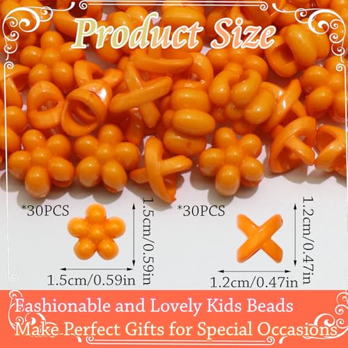 NAISKA 60PCS Flower Beads for Hair Orange Hair Beads for Braids Large Dreadlock Bead Loc Jewelry Cute Braids Accessories for Kids Girls - color: Orange