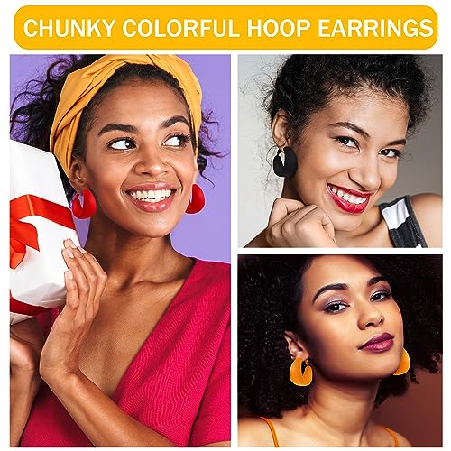 Sasylvia 16 Pairs Colored Hoop Earrings for Women Matte Colorful Hoop 80s Retro Neon Summer Drop Earrings - style: C Style