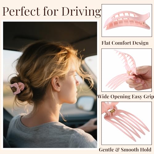 8 Pack Pastel Flat Hair Clips for Girls – Large Cute Glossy No-Slip Claw Clips for Thick & Thin Hair in Pink, Blue, Green, Purple, Soft Color Aesthetic Hair Accessories for Teen or Preppy Style - color: Colorful