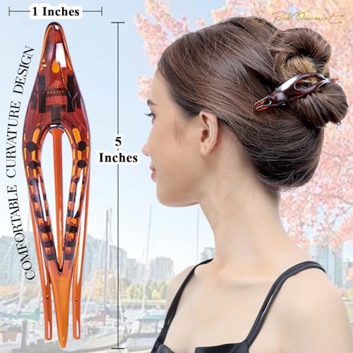 RC ROCHE 6 Pcs Flat French Claw Hair Clips For Women Thick Curly Hair Barrettes Duckbill Concord Side Slide Extra Hold Curved Eyelet Strong Hold Grip, Medium Clear Brown and Black - color: Black,Brown,Clear